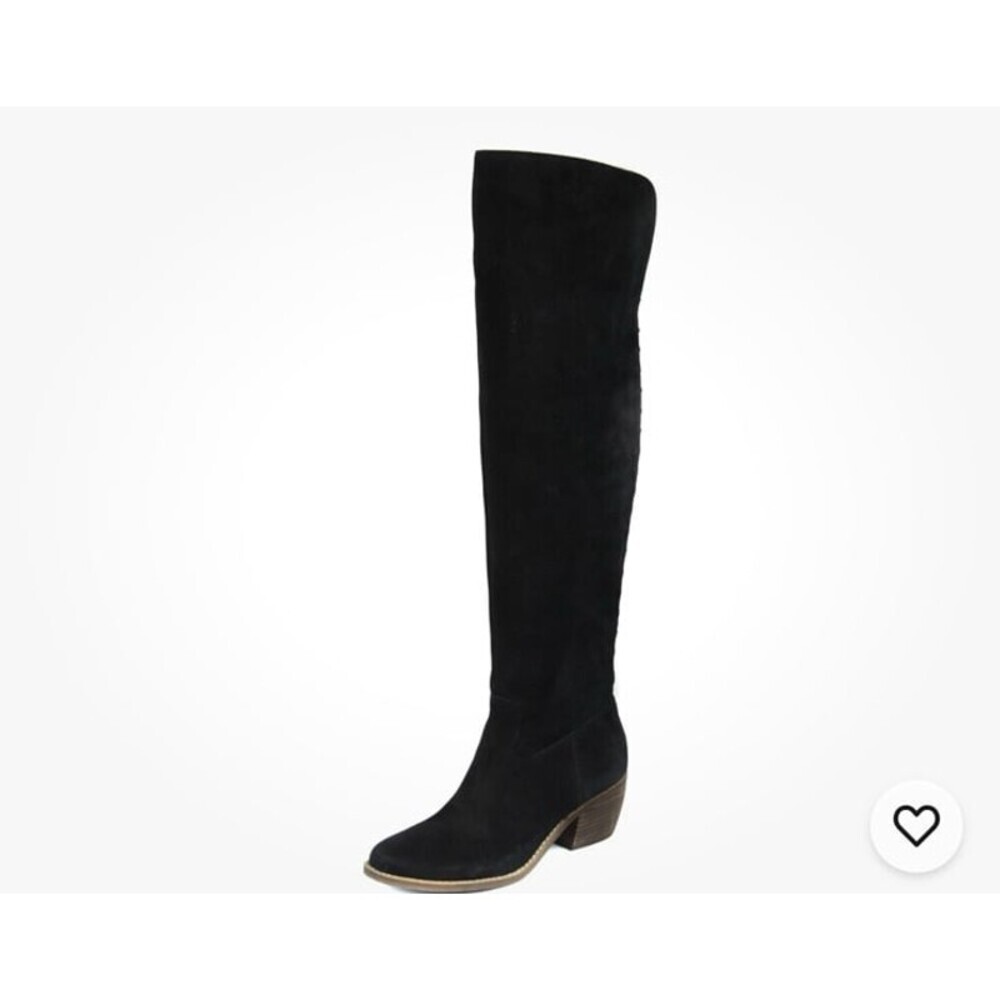 Lucky Brand Women's Black Khlonn Leather Over The Knee Boot Shoes Ret $239
